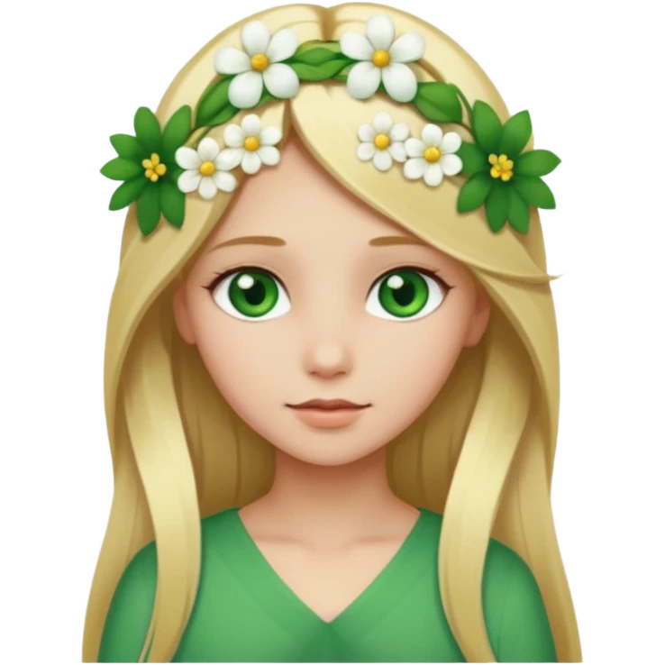 Girl profile picture with long blonde hair and green eyes and a flower in her hair emoji