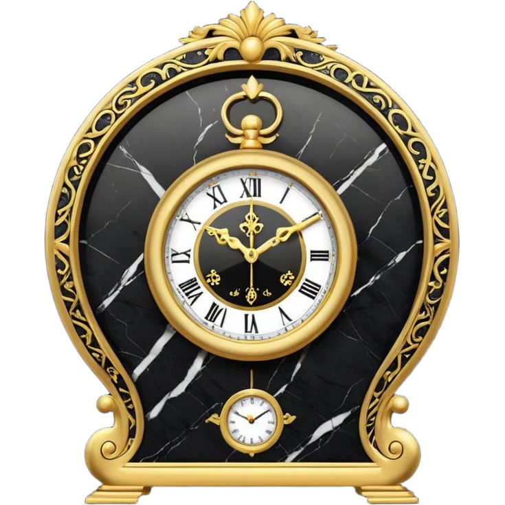 Black marble with gold stone Clock emoji