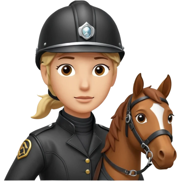 horse rider portrait, head and shoulders only, wearing riding helmet, leather jacket collar, confident expression, subtle horse tack strap visible, 3D cartoon, mobile game icon style, clean background, no text, no watermark
 emoji