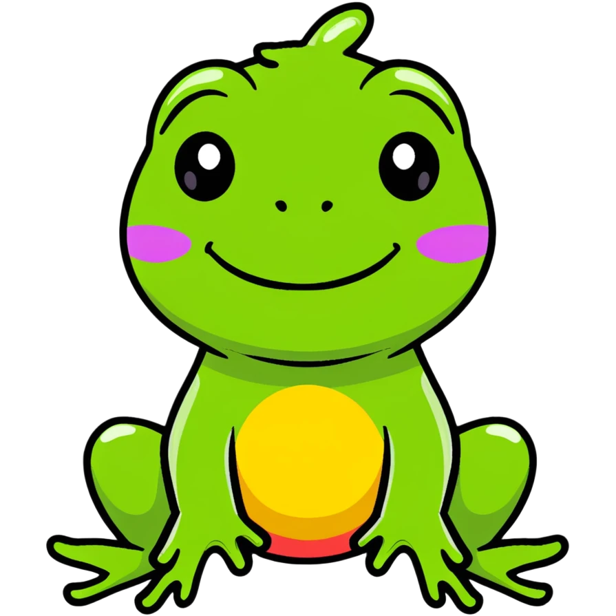 A cartoon frog that’s rainbow colored emoji