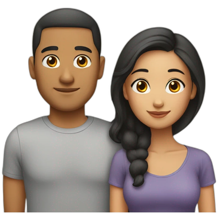 mixed race couple Latino and asian emoji