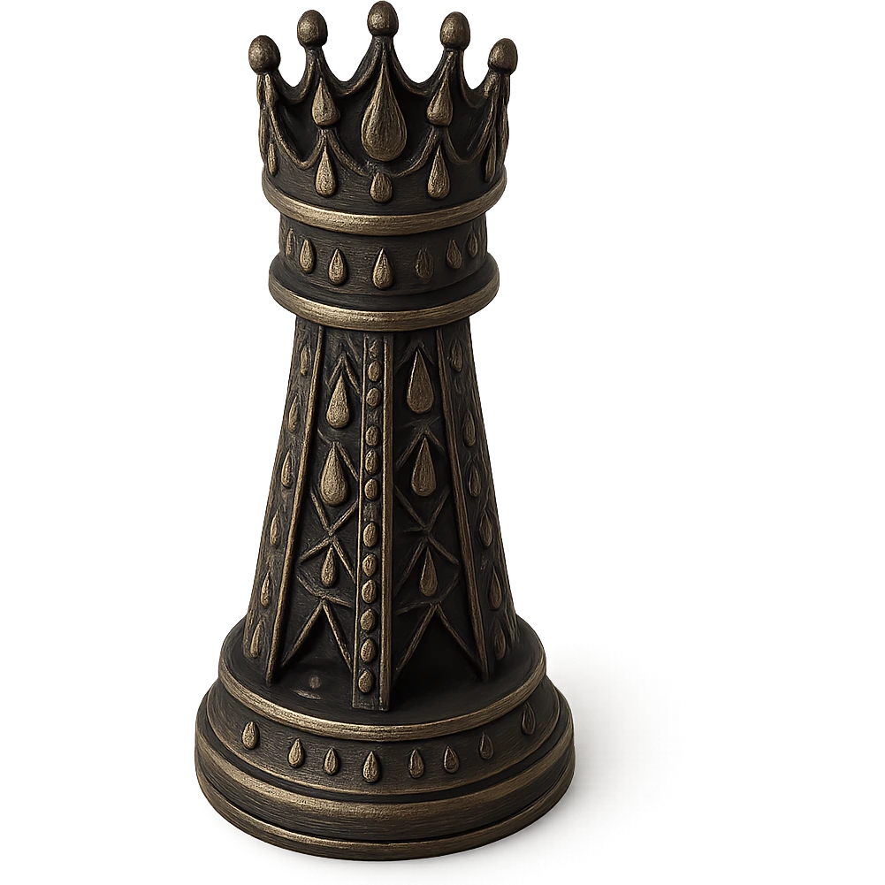 Add oil drop details to the sophisticated 3D king chess piece inspired by big oil, maintaining the metallic and industrial look, no background. emoji