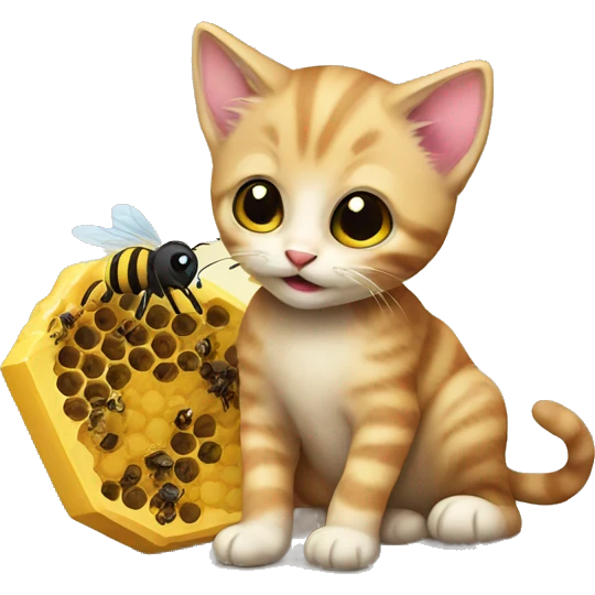 kitten eating a bee emoji