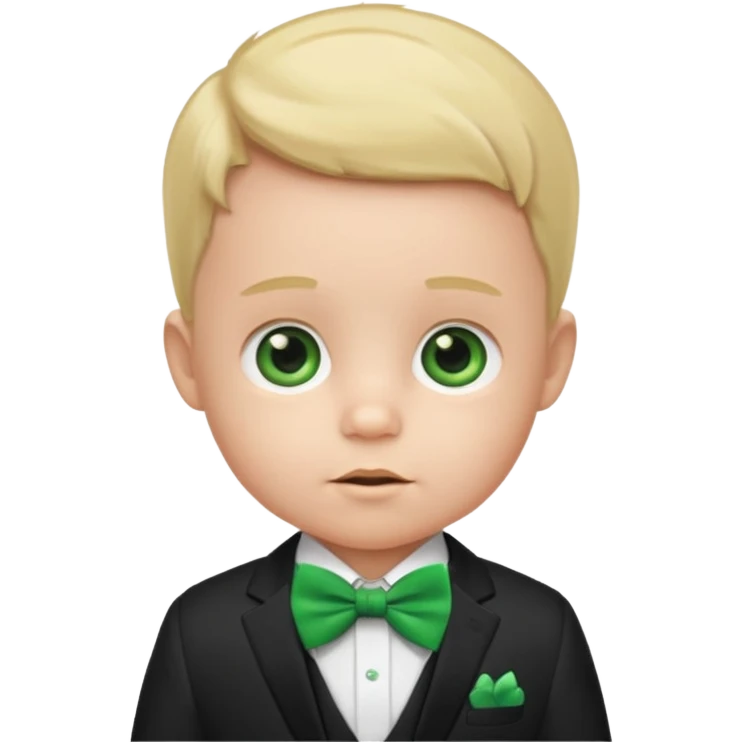 baby boy in suit, with green bow emoji