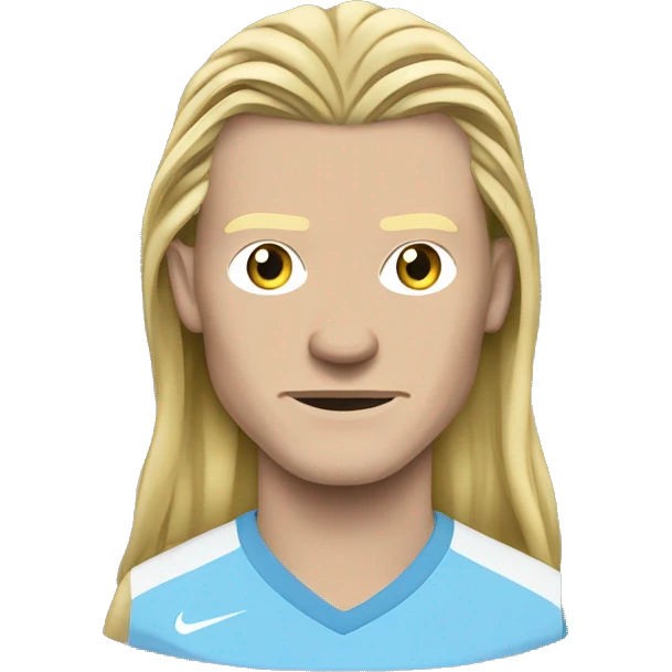 Erling Haaland with long hairs Manchester City emoji