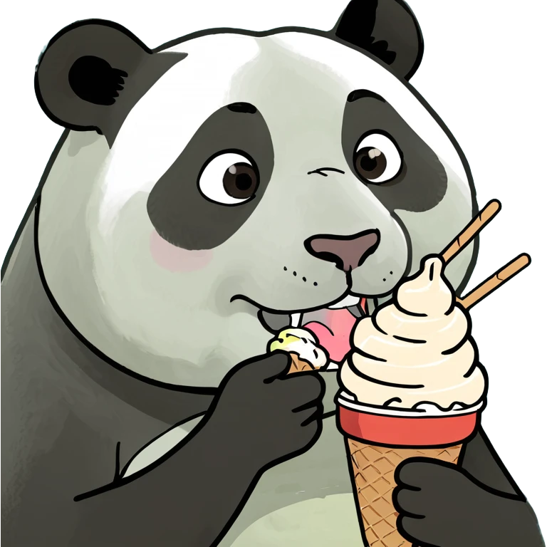 Panda eating ice cream emoji