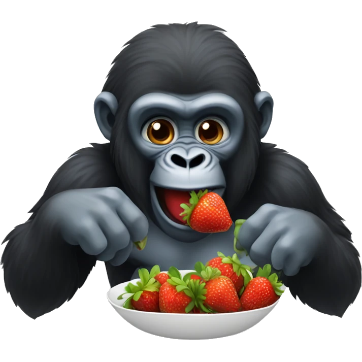 gorilla eating strawberries emoji