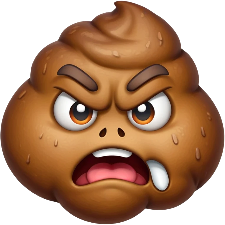 angry poop emoji, extremely angry, intense expression emoji