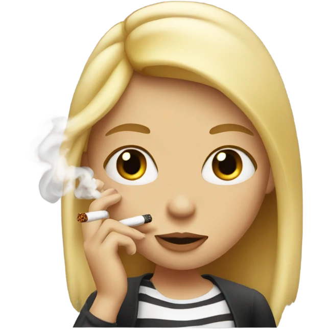 a girl with blonde hair smoking cigarette emoji