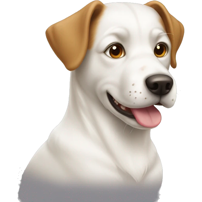 white dog have brown ear with mungbean emoji