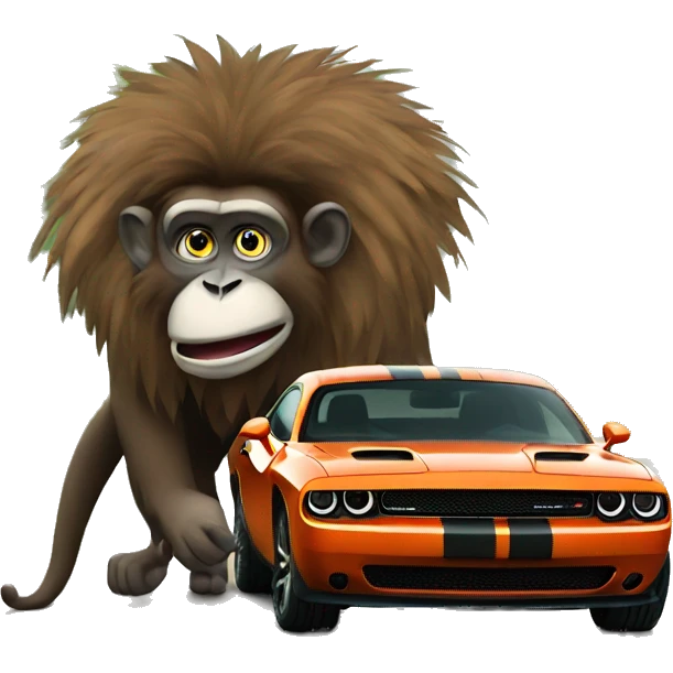 Dodge challenger with monkey emoji