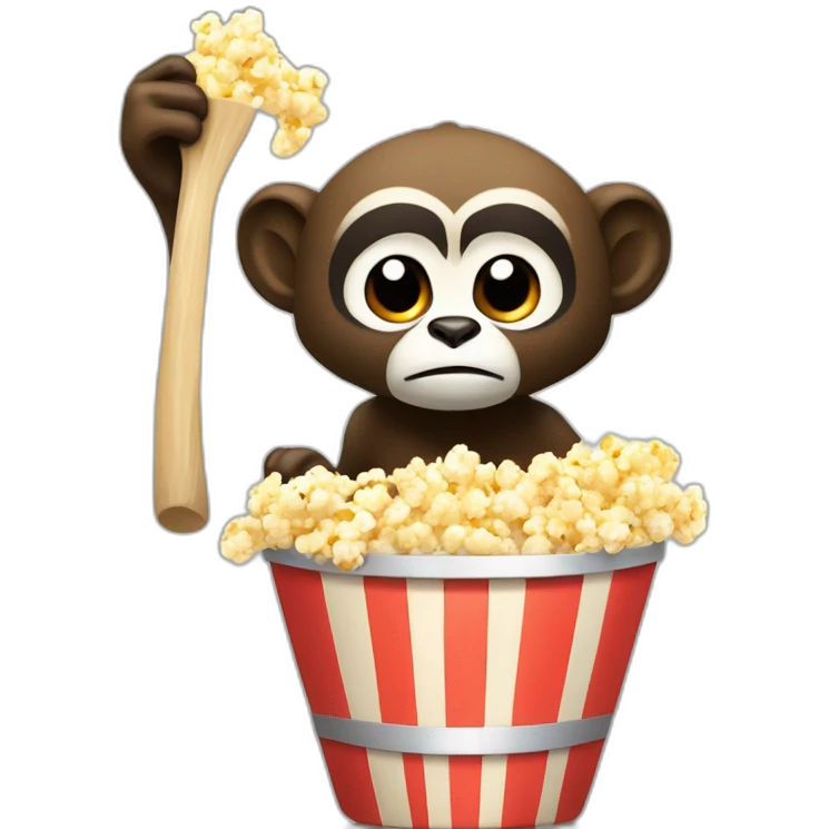 gibbon with pickaxe and a tub of popcorn emoji