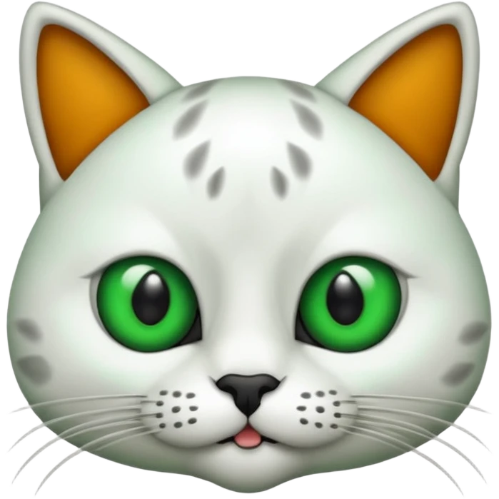 um gato branco com manchas pretas  olho preto e verde só manchas pretas emoji