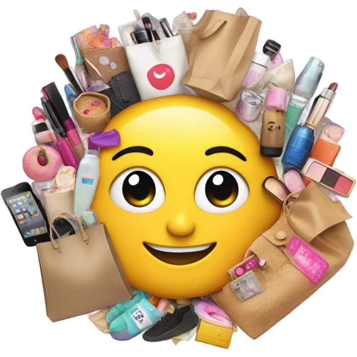 brain happy shopping makeup purses  clothes footwear food   emoji