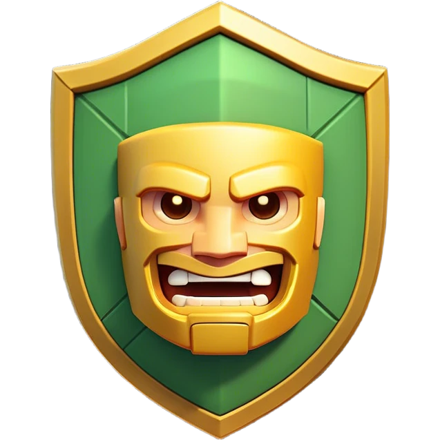 Clash of Clans aesthetic: Cinematic Playful Pixel 3D Shield Portrait Emoji, rendered in a 3D vector-style similar to standard emojis with minimal shading and bold, simplified shapes. A compact, distinct form with signature details, softly glowing with a pixelated adventure charm. Simplified yet unmistakably iconic, highly detailed and consistent, glowing with a soft radiance and high shine. Stylized with a touch of classic pixel-art charm and a soft glowing outline, capturing the essence of a beloved gaming relic with a friendly, playful manner! emoji