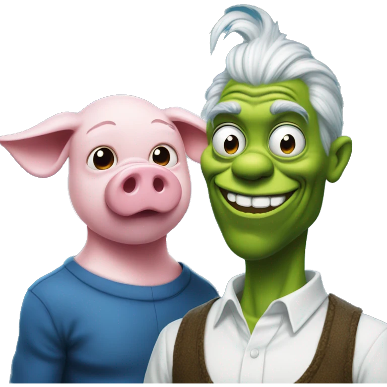 Pig man and blue grinch  emoji