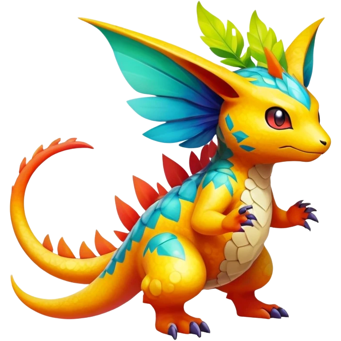 Elemental magical colorful exotic animesque Pokémon-Fakémon-creature, (full body) emoji