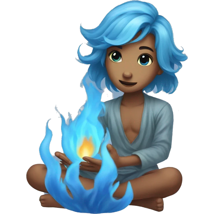 little blue spirit flame cute emoji