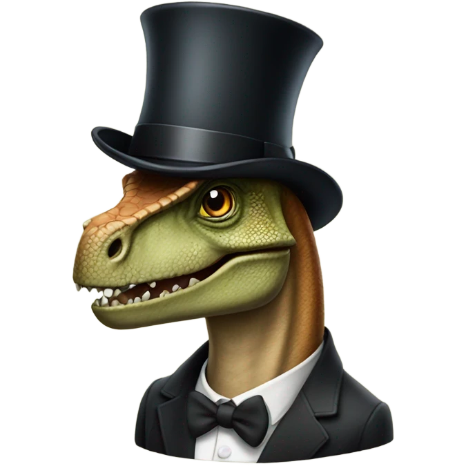 Dinosaur with top hat emoji