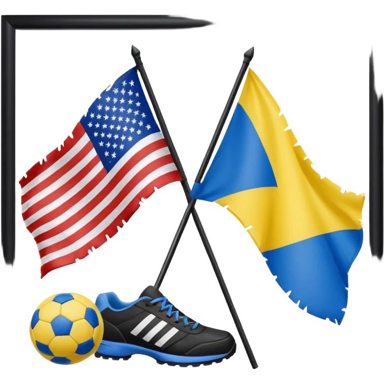usa and ukraine flags together, sport equipment under emoji