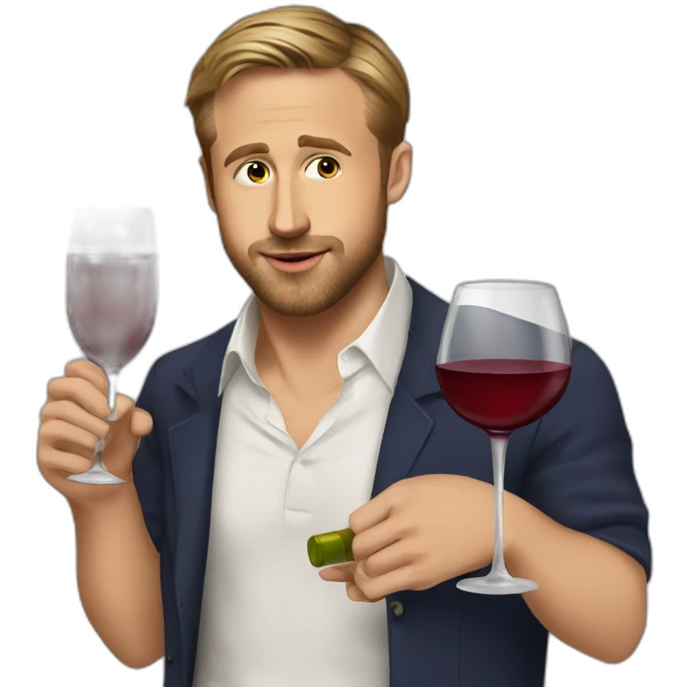 Ryan Gosling drinking wine emoji