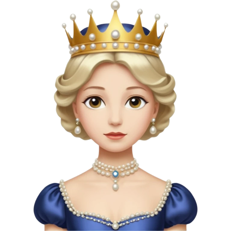 A refined Victorian queen with pearl crown, elegant gown, and composed regal posture.
 emoji