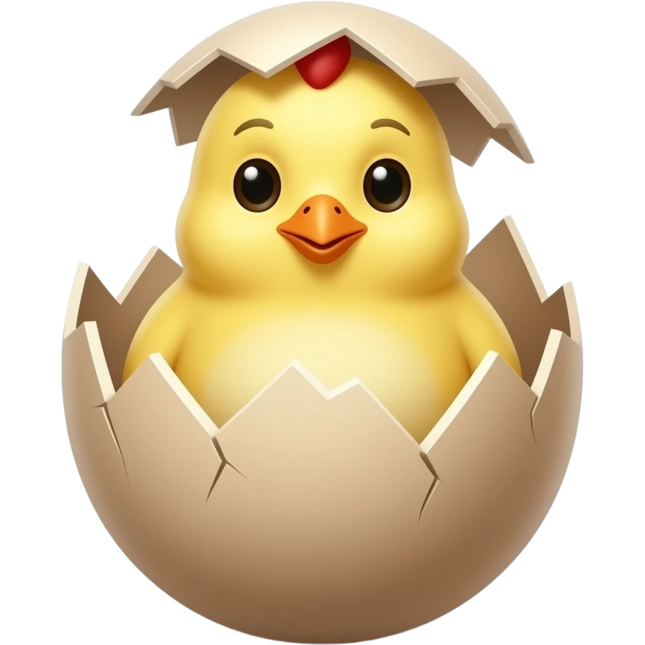 Chick coming out from cracked easter egg emoji