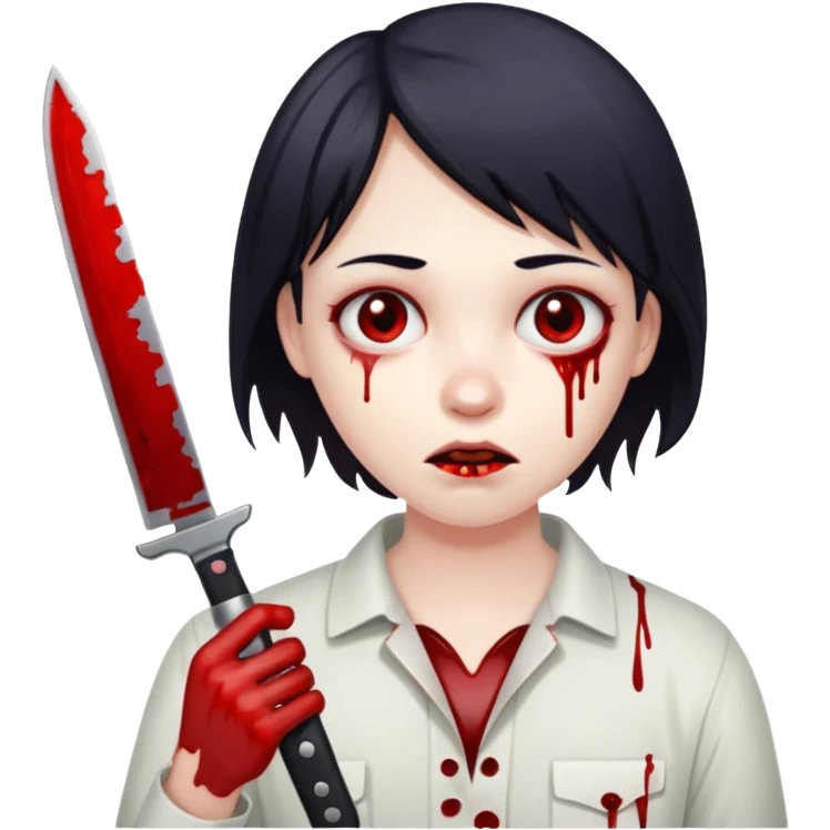 a creepy psychopath with a knife emoji