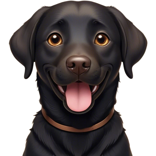 Cinematic Comical Black Labrador Portrait Emoji, Head tilted dramatically with an exaggeratedly amused expression, featuring a sleek black Fur with a glossy finish, wide, expressive brown eyes filled with playful disbelief, Simplified yet hilariously expressive features, highly detailed, glowing with a slightly sassy glow, high shine, dramatic yet playful, stylized with an air of cheeky mischief, bright and endearing, soft glowing outline, capturing the essence of a spirited and over-the-top companion, so meme-worthy it feels like it could side-eye its way into internet fame instantly! emoji