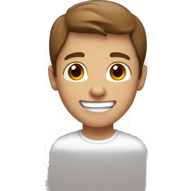 Emoji 1 boy, white, brown, brown eyes, laughing emoji