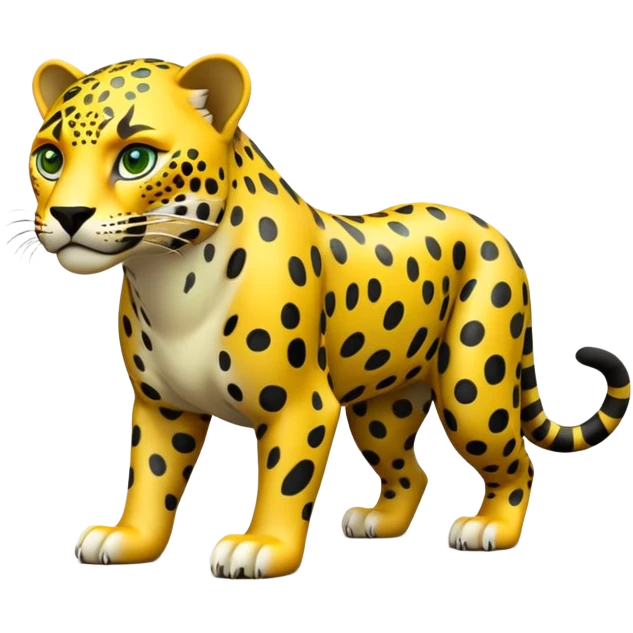 cinematic-jaguar-realistic-full-body-on all fours-emoji,-powerful-frame-poised-for-action,-yellow-fur-adorned-with-bold-black-rosettes,-head-tilted-dramatically,-piercing-green-eyes-locked-onto-its-prey,-simplified-yet-realistic-focused-features,-highly-detailed,-glowing-with-an-almost-sarcastic-glow emoji
