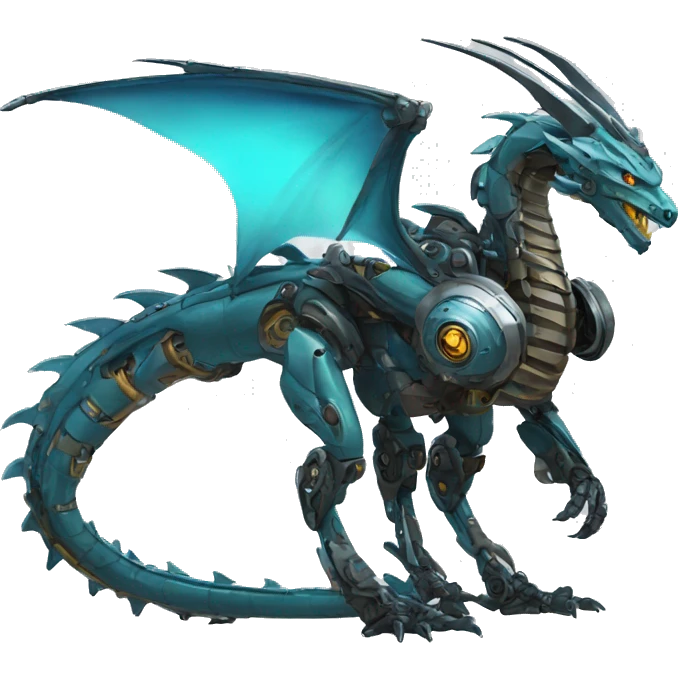 Mechanical futuristic Dragon full body emoji