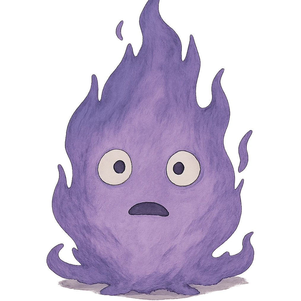 purple flame of fire in ghibli style emoji