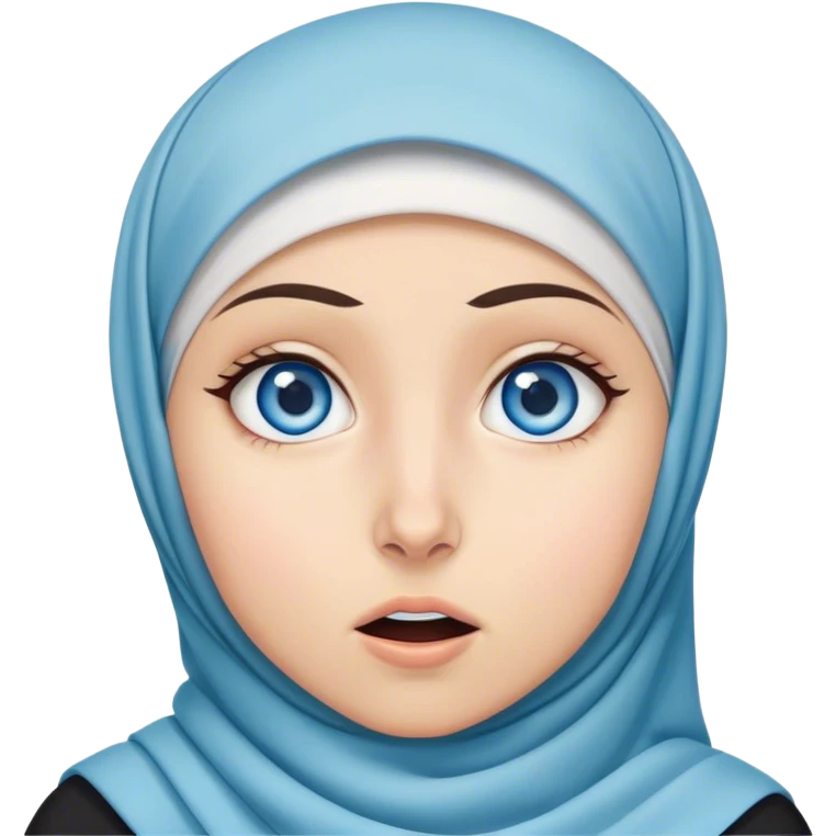Turkish beautiful finish Konya girl blue eyes with hijab and islamic dress she’s in shock  emoji