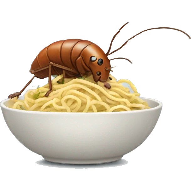 Cockroach eating noodles emoji