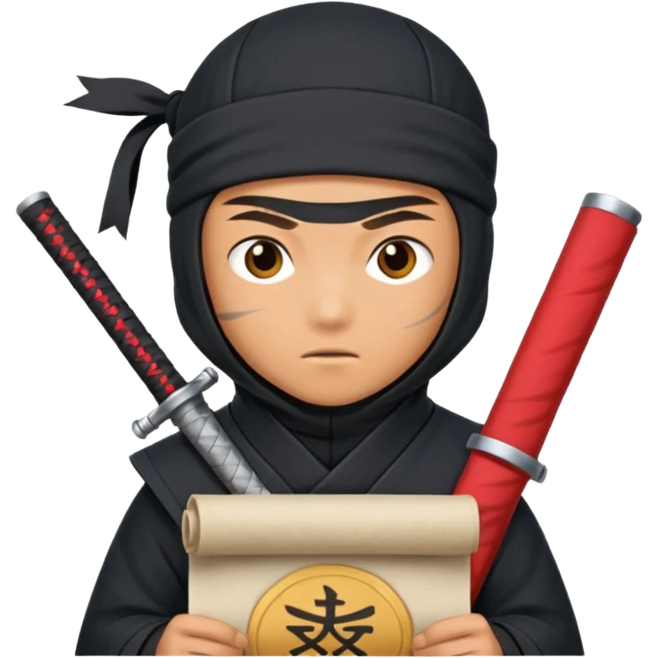 Ninja with closed scroll emoji