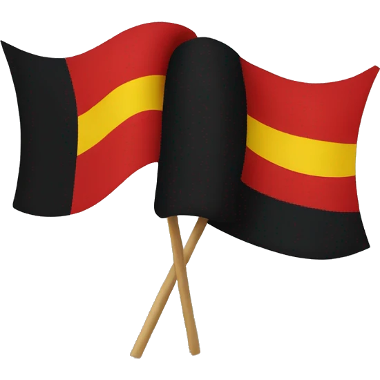 Black and red wavy flag with yellow circle in the middle  emoji