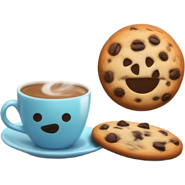 Cup of coffee in love with a cookie chips emoji