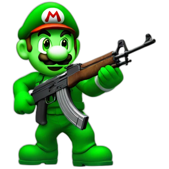 Ak-47 holding Green Mario emoji