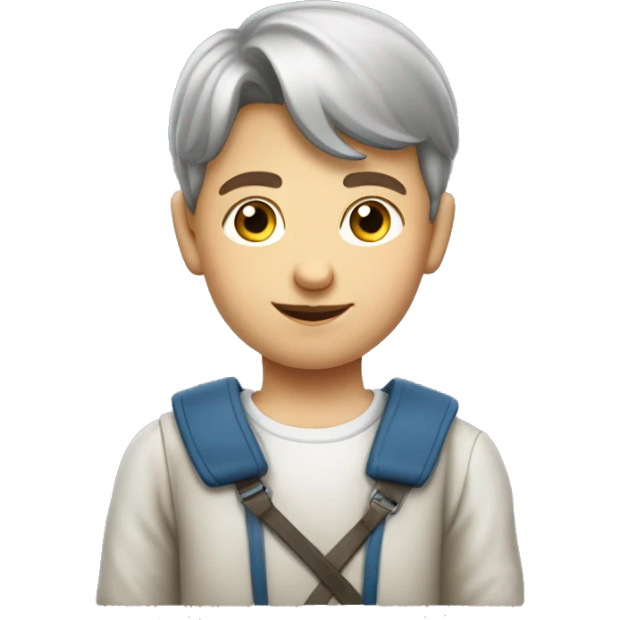 young slavic school boy with backback emoji
