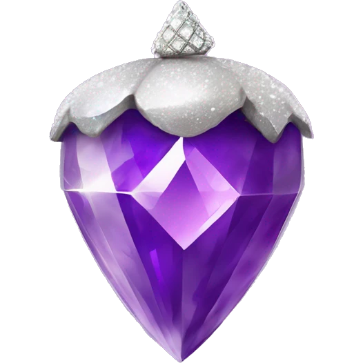 Sparkling Silver diamond and purple swirl ornate glam acorn emoji
