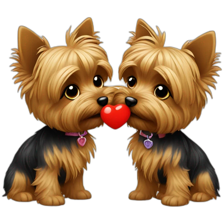 two Yorkshire terriers kissing emoji