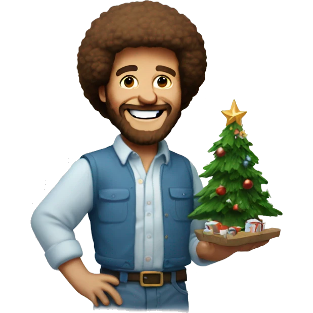 bob ross with christma emoji