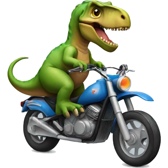 Dinosaur riding a motorbike emoji