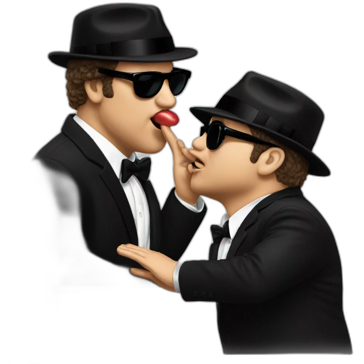 The blues brothers giving kisses emoji