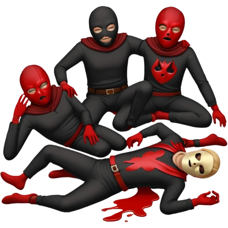 A large of masked Criminals dead on the floor emoji