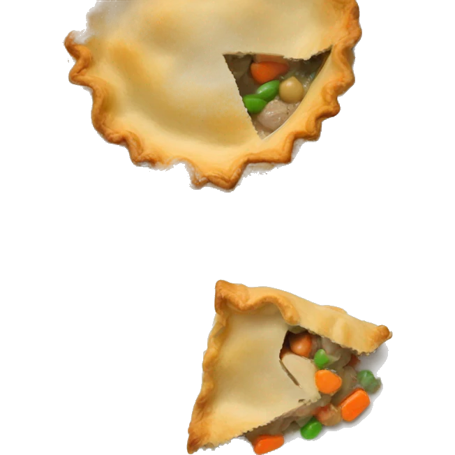pot pie on a plate, small cut in top emoji