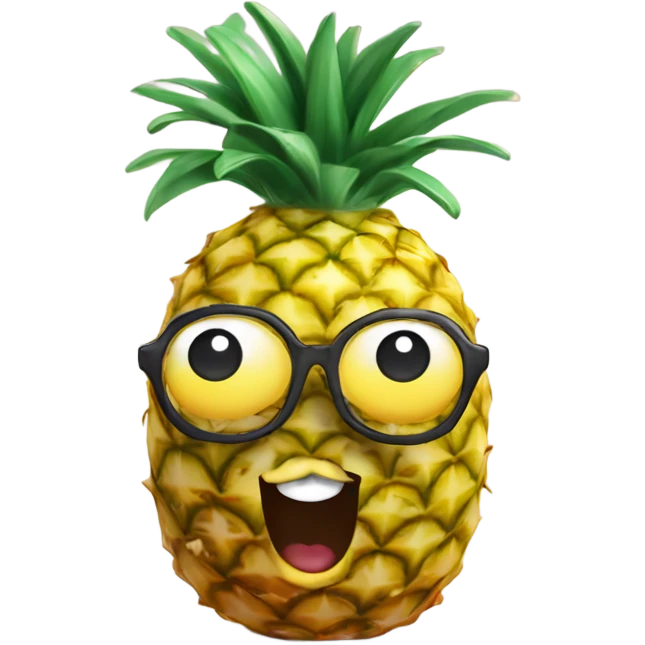 3D one pineapple  👱‍♀️🍍 with big shiny eyes 👀 The pineapple cute embarrassed ☺️ emoji