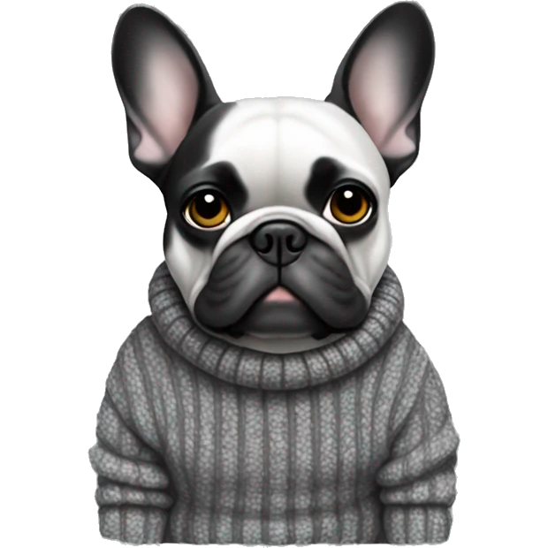 Dark Grey  black spots French  bulldog in sweater emoji