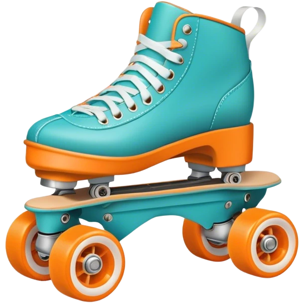 Realistic turquoise and white roller skate with orange wheels emoji